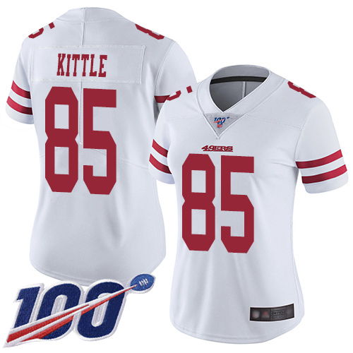San Francisco 49ers Limited White Women George Kittle Road NFL Jersey 85 100th Season Vapor Untouchable